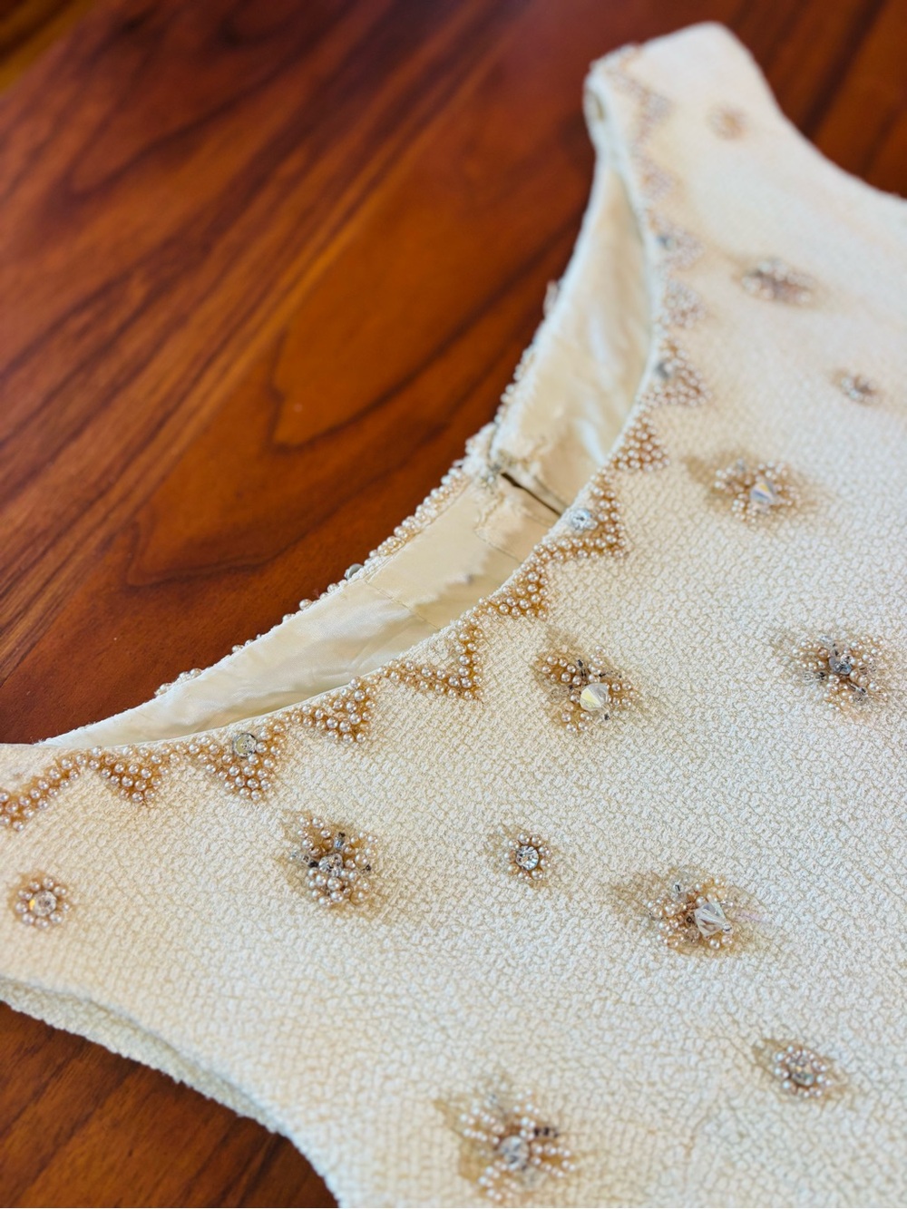 1940-1950s Vintage Rima London Beaded Two-Tone Cocktail Dress - Size 10 (M) - Picture 10 of 14
